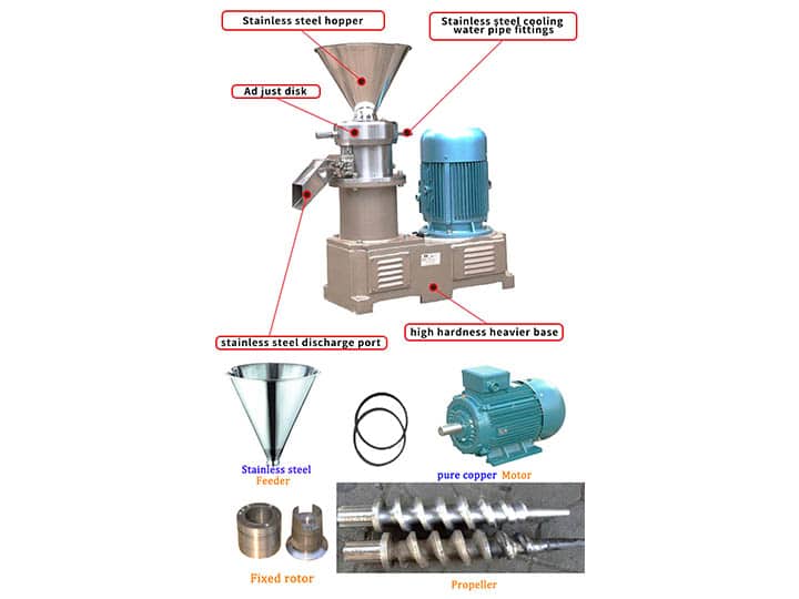 Detalhes da máquina de moer nibs de cacau