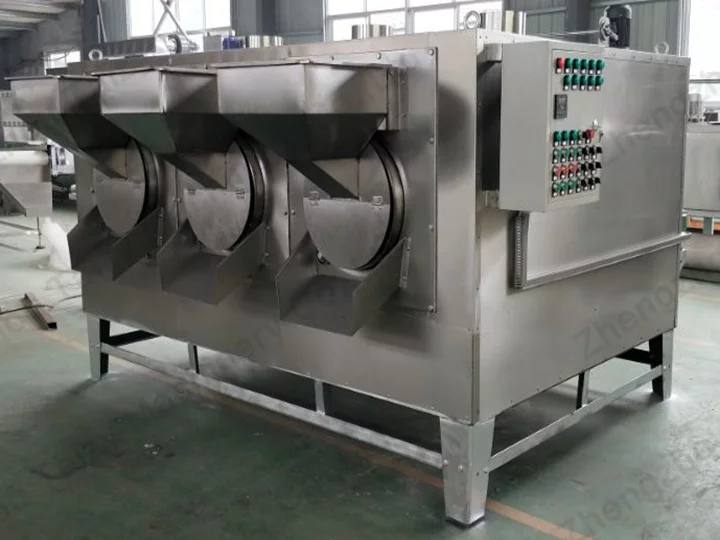 Three-cylinder cashew roaster